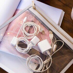 Truffle Clarity Clutch Large in Dove Gray NEW, never used